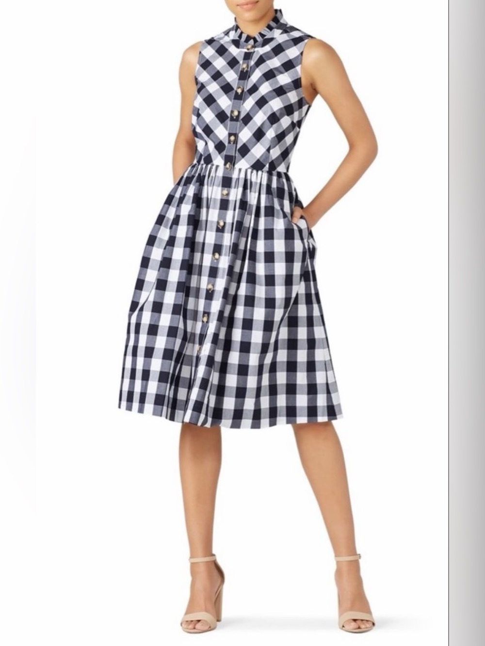 J. Crew Dress Size 6 Gingham Stripes Blue White Check Classic
